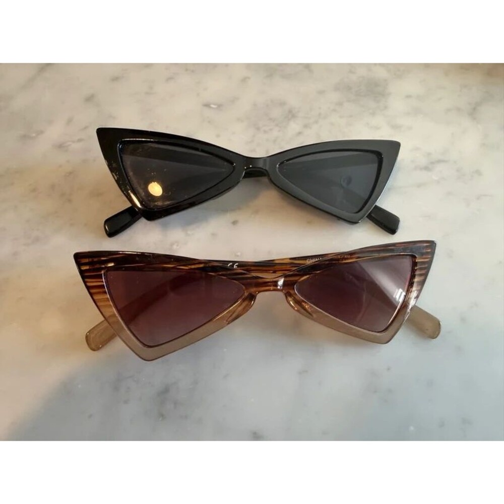 Pair of retro triangular tortoiseshell cat-eye sunglasses